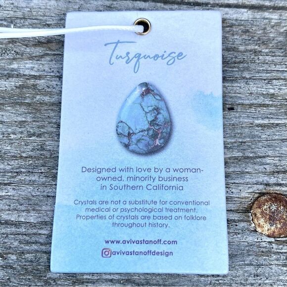 NWT New Aviva Stanoff Lux Tribe Blue Turquoise Gold Bar Necklace - Picture 5 of 8